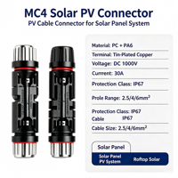 Connecteur solaire MC4 mâle/femelle pour câble de 2,5/4/6 mm², 30A 1000V, connecteur de panneau solaire étanche