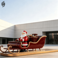 Sculpture personnalisée de Père Noël sur traîneau en fibre de verre de haute qualité pour la décoration des centres commerciaux en période des fêtes