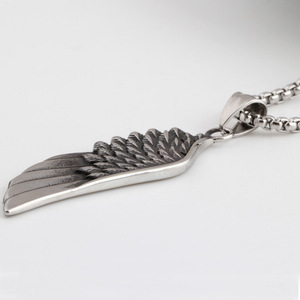 Colgante de acero inoxidable con forma de ala de ángel, collar de moda de 18mm para mujer, regalo - Product Image 5