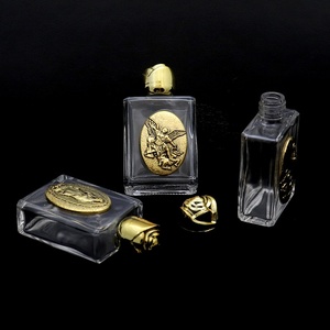 Bottiglia d'acqua santa in metallo dorato da 15 ml, incisa, con perline decorative creative <span class=keywords><strong>e</strong></span> contenitore in lega di vetro cristallo - Product Image 5