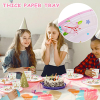 Ensemble de vaisselle jetable pour fête sur le thème de Pâques, licorne de dessin animé, rose pour filles, 10 pièces, avec assiettes, gobelets, serviettes