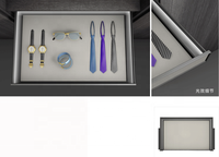 Nisko Armoire Accessoires Rangement Cosmétique Applicateur Boîte avec Lumière LED Soft-Close Gris Couleur Cuir Panier Meubles