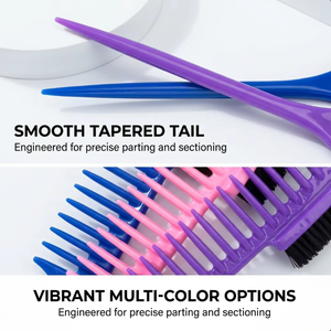 Peigne à dents larges professionnel 3-en-1 : Peigne à queue texturé pour pompadour avec brosse de bordure et aiguille de sectionnement - Product Image 4