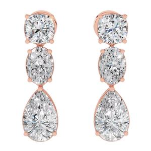 Pendientes colgantes con combinación de piedras de corte almohada, ovalado y pera de 10K - Product Image 1