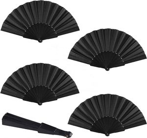 Abanico de Tela y Plástico Negro, Plegable, para Regalo, Manualidades, Decoración - Product Image 1