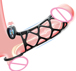 Anillos Vibradores para Testículos con Bloqueo, Funda de Malla Vibrante para Pene, Extensor de Pene con 10 Vibraciones, Juguetes Sexuales para Hombres - Product Image 1
