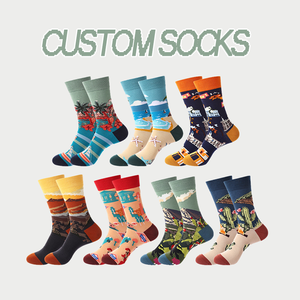 Chaussettes tube vintage personnalisées pour femmes et hommes, en coton, avec motif jacquard artistique abstrait de style peinture à l'huile <span class=keywords><strong>française</strong></span> - Product Image 1
