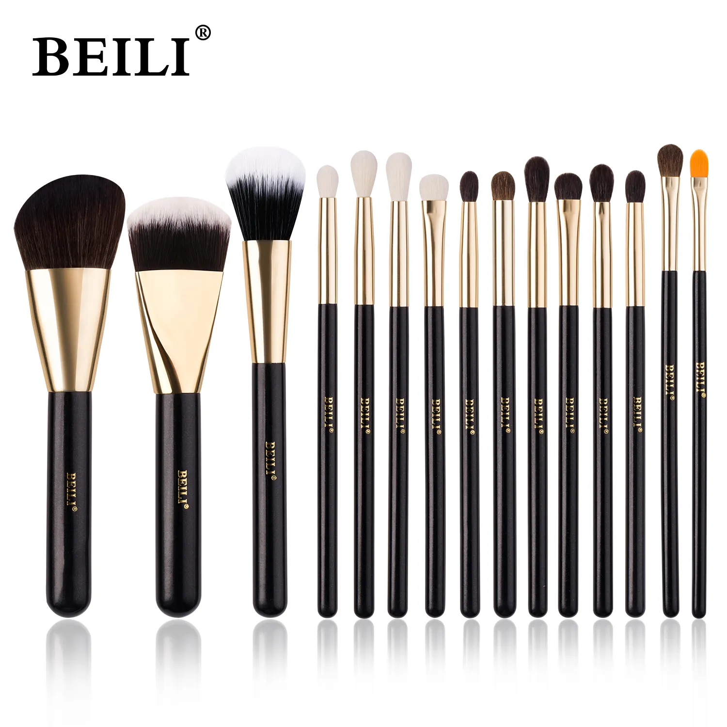 BEILI 2022 new arrival Black 15 Makeup Brushes Soft Skin-friendly Makeup Brush Set Makeup Foundation Loose Powder Wholesale