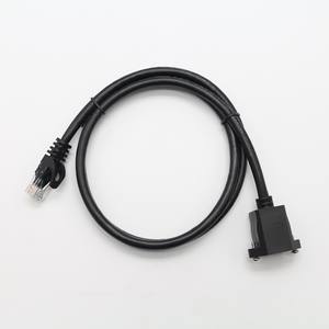 Panel Mount RJ45 Extension <b>Cable</b> - Male to Female Ethernet Network Cord with Wall Plate for Secure Installation - Product Image 2