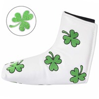 Housse de tête de putter de golf en cuir PU, lame de club, blanc/noir, fermeture auto-agrippante, accessoires de golf portables