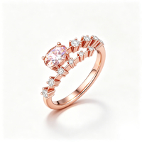 Bague de fiançailles en or rose 10k avec morganite taille ovale et accents de diamants de laboratoire, sertie à griffes, pour femme, idéale pour mariage et soirée romantique