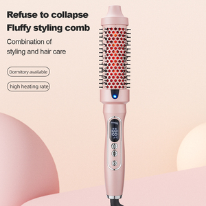 <span class=keywords><strong>Brosse</strong></span> thermique infrarouge professionnelle 2-en-1 de 38 mm, lissante et bouclante, peigne chauffant rond ODM avec température réglable pour usage domestique et en salon - Product Image 2