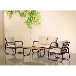 Lounge da Giardino in Polyrattan e Alluminio Antracite - Product Image 1