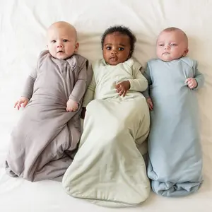 Спальный мешок для младенцев, мягкое одеяло из органического хлопка, без рукавов, с принтом бамбука, весна-осень-лето