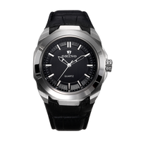 Montre classique à quartz pour homme ORINO, mouvement à aiguilles, bracelet en cuir de crocodile de 20 mm, boîtier en acier inoxydable - Montre de bureau