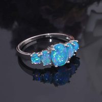 925 Sterling Silver Five Stone Blue Opal Rings Accessoire de bijoux d'anniversaire de mariage
