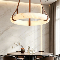 Luminaire suspendu circulaire moderne de luxe en faux albâtre espagnol, lampe suspendue à texture marbrée pour hôtel, salon et chambre à coucher