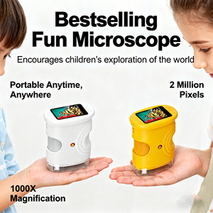 <span class=keywords><strong>Microscope</strong></span> scientifique pour enfants, 4 couleurs, jouet, 1000x, <span class=keywords><strong>microscope</strong></span> miniature éducatif à main avec 8 lumières LED pour l'exploration de la nature en extérieur - Product Image 1