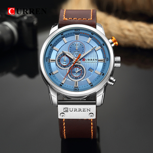 Reloj de Pulsera Curren 8291 para Hombre con Cronógrafo de Cuarzo y Correa de Cuero, Calendario de <span class=keywords><strong>24</strong></span> Horas, Fecha, Manecillas Luminosas, Estilo de Negocios y Resistente al Agua - Product Image 3