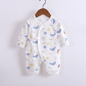 Nouveau-né quatre saisons une pièce bébé barboteuse à manches longues pur coton papillon dessin animé impression conception à lacets moine vêtements bébés - Product Image 6