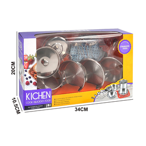 Giocattoli educativi pentole da cucina utensili in acciaio inox cucina Set da cucina giocattoli per finta gioco pentole <span class=keywords><strong>giocattolo</strong></span> - Product Image 6