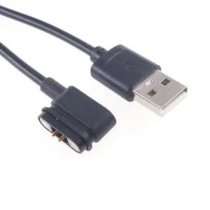 Bantalan Tahan Air Laras 2.2 MM, Kepala Lurus Pogo Pin 2 Pin Konektor Perangkat Dapat Dipakai Kekuatan Kuat Magnetik Pengisian Kabel USB