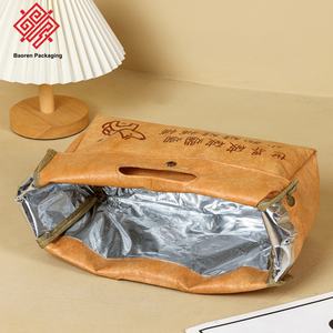 Sac de pique-nique isotherme en papier Tyvek perforé avec fermeture éclair, motif logo personnalisé, écologique, pour 2 personnes, lavable - Product Image 5