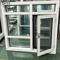 Ventana Moderna de PVC de Una Hoja con Rejilla Decorativa, Doble Acristalamiento Low-E Aislante para Villa y Casa