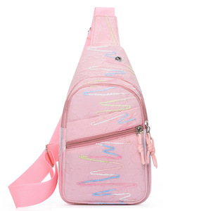 Sac à dos grande capacité pour lycéenne, motif ligne arc-en-ciel, idéal pour le quotidien, sac de poitrine élégant pour femme, parfait pour les voyages - Product Image 1