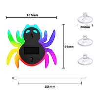 Lumière d'ambiance LED dynamique en forme d'araignée à énergie solaire pour voiture, lumière d'avertissement, lumière arc-en-ciel à ventouse pour camion