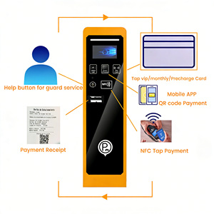 Yellow Parking <b>System</b> Kiosk with Touch Screen and Ticket Dispenser for Smart Car Parking Lot Automation - Product Image 3