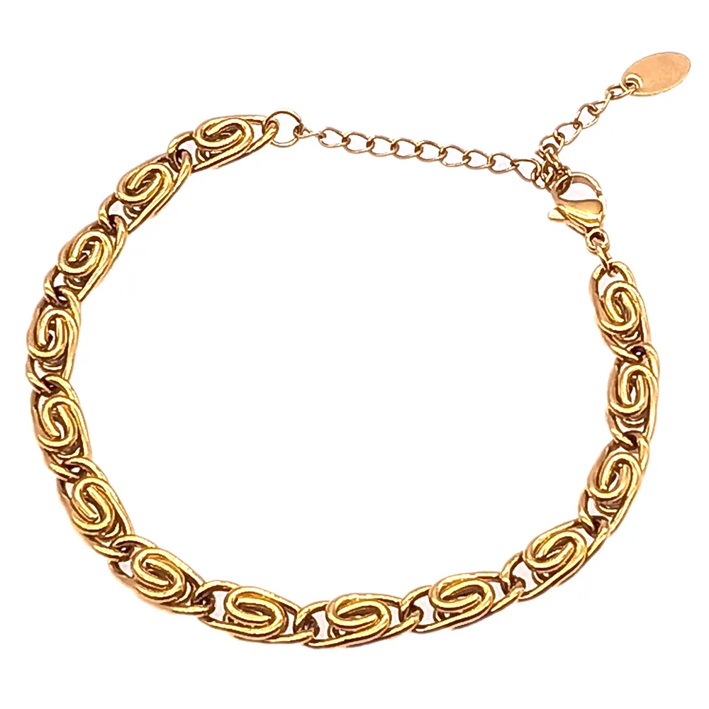 Bracciale Vintage a catena con graffetta spessa da donna, catena placcata In oro 18K regolabile In acciaio inox