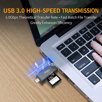 Pembaca Kartu SD TF USB 3.0 Tipe-C Grosir 2 in 1 Adaptor Memori Flash OTG untuk Ponsel Laptop PC Logo Kustom Harga Pabrik Grosir