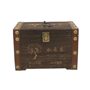 กล่องชาไม้สนทรงสี่เหลี่ยมผืนผ้า กล่องเก็บชาทำมือ - Product Image 3