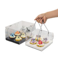 Boîtes d'emballage personnalisées, portables, pliables, écologiques, en PET recyclé de qualité alimentaire, transparentes, pour desserts et sandwichs, avec gaufrage