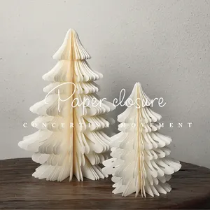 Cardboard Paper Christmas Tree 8/10/12 Inch 3D Honeycomb Trees Table Centerpiece For Modern Xmas Holiday Party Home Decorations