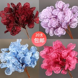 Fleurs artificielles, feuilles perforées, bouquet en plastique, décoration de mariage, accessoires pour la maison et l'extérieur - Product Image 1