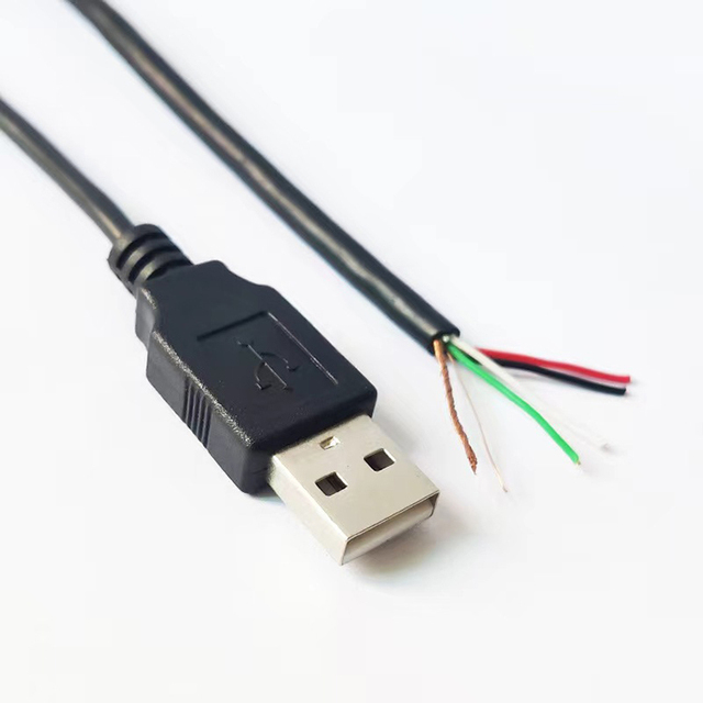 Usb 2.0 Male Female to 2 Wires Open End Cable Pig Tail Charging Cable Black 0.3m 1m 2m 22awg 20awg 24awg 2464 Cable
