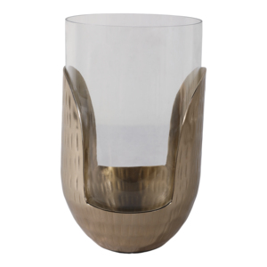 Modern Glass Pillar <b>Hurricane</b> <b>Candle</b> Holder With Metal Base Decorative Home Accent For Living Room Decor <b>Candle</b> Stick - Product Image 4