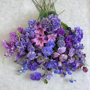 Fleurs artificielles en soie de couleur violette pour les mariages, décoration de lieux de réception - Arrangements au sol, style nordique moderne, bricolage floral - Product Image 6