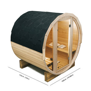 Sauna de barril al aire libre para 2-3 personas de cedro rojo de gama alta con vidrio plano - Product Image 3