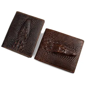 High Men's Crocodile Pattern Double Fold Business Men's Wallet Simple Short Coin purse