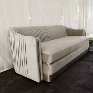 Sillón Moderno de Ocio con Remaches Dorados, Tapizado en Terciopelo Azul Marino, Sofá de 2-3 Plazas para Hogar, Hotel, Cafetería - Product Image 3