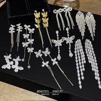 Pendientes de borla de latón con circonitas para mujer, chapados en plata, estilo de lujo ligero, para fiesta, nuevo estilo, atmosféricos, exagerados, Yiwu Bijoux
