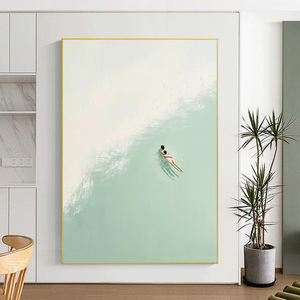 <span class=keywords><strong>Siesta</strong></span> <span class=keywords><strong>Beach</strong></span> Natación Arte de la pared Pintura abstracta moderna Estilo minimalista con Beige Verde Paisaje Lienzo Soporte Aceite Medio - Product Image 1