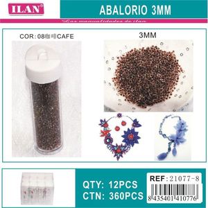 Perline ILAN Abalorio 3mm Colore Caffè per Creazione di Gioielli, 12 Pezzi per Tubo - Product Image 1
