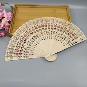 Hot Sale Festival Fan Personal Folding Hollow Wooden Bone Fashion Hand Fans For Wedding Handfan Custom Bone