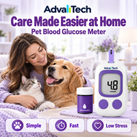 Kit de test de glycémie pour animaux de compagnie AdvallTech facile à utiliser avec des résultats rapides et sans codage pour le suivi des chats et des chiens
