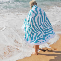Bestselling Cheap Large High Quality Soft Custom Wholesale Microfiber Round Beach Towel With Tassel