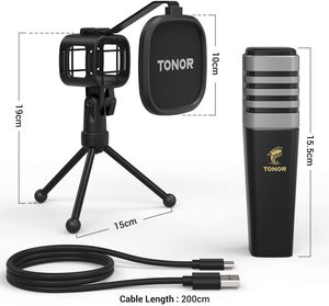 Microphone à condensateur cardioïde TONOR TC30 2025 pour PC PS4 <span class=keywords><strong>PS5</strong></span> avec trépied - Product Image 5